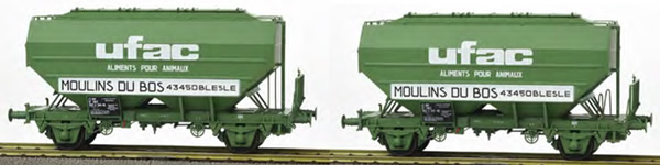 REE Modeles WB-630 - Set of 2 French Grain Car UFAC - Moulins du Bos Green Era IV